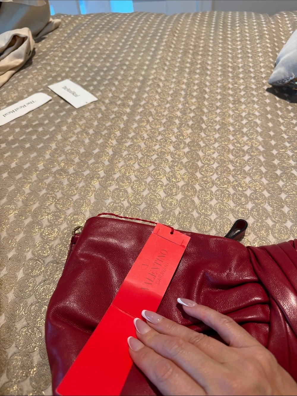 Authentic vintage Valentino Garavani Red Bow-Knot Leather Clutch